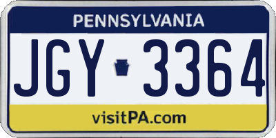 PA license plate JGY3364