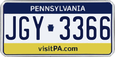 PA license plate JGY3366