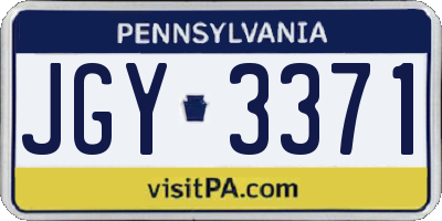 PA license plate JGY3371