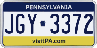 PA license plate JGY3372