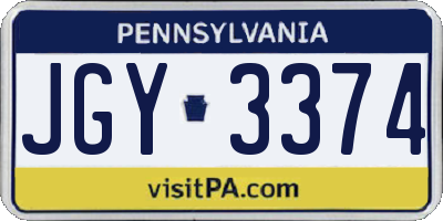 PA license plate JGY3374