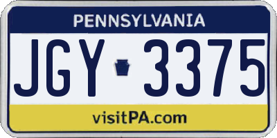PA license plate JGY3375