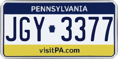 PA license plate JGY3377