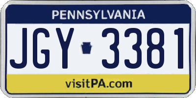 PA license plate JGY3381