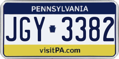 PA license plate JGY3382