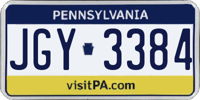 PA license plate JGY3384