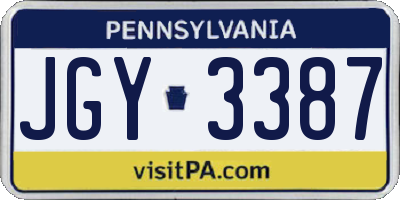 PA license plate JGY3387