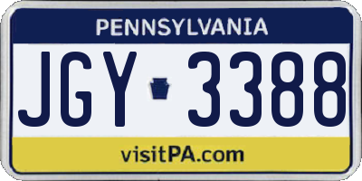 PA license plate JGY3388