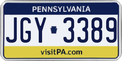 PA license plate JGY3389