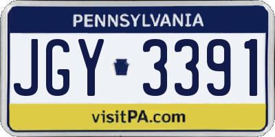 PA license plate JGY3391