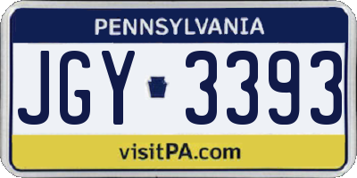 PA license plate JGY3393