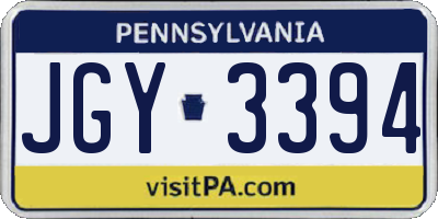 PA license plate JGY3394