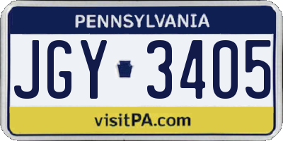 PA license plate JGY3405