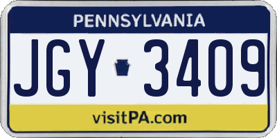 PA license plate JGY3409