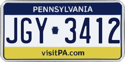 PA license plate JGY3412