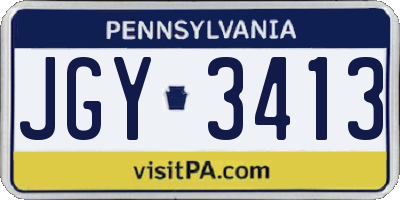 PA license plate JGY3413