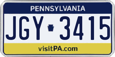 PA license plate JGY3415