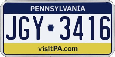 PA license plate JGY3416