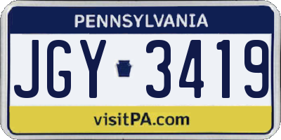PA license plate JGY3419