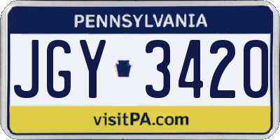 PA license plate JGY3420