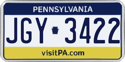 PA license plate JGY3422