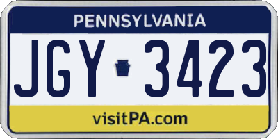 PA license plate JGY3423