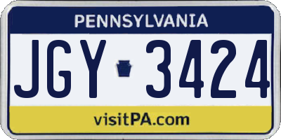 PA license plate JGY3424