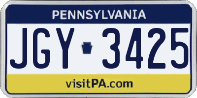 PA license plate JGY3425