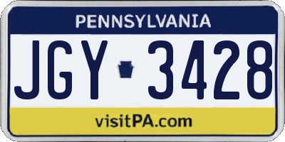 PA license plate JGY3428