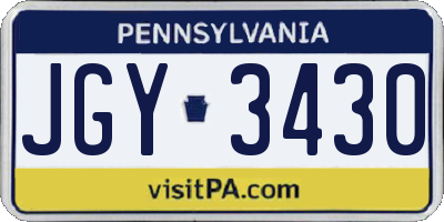 PA license plate JGY3430