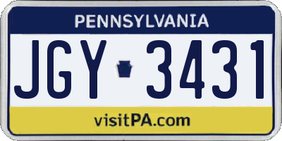 PA license plate JGY3431