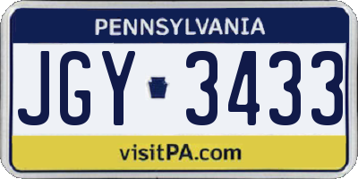 PA license plate JGY3433