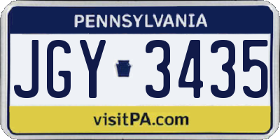 PA license plate JGY3435