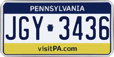 PA license plate JGY3436