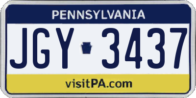 PA license plate JGY3437