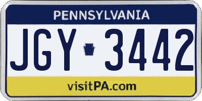PA license plate JGY3442