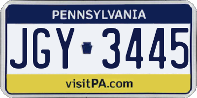 PA license plate JGY3445