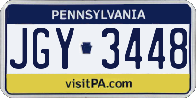 PA license plate JGY3448