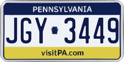 PA license plate JGY3449