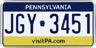 PA license plate JGY3451