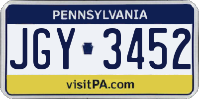 PA license plate JGY3452