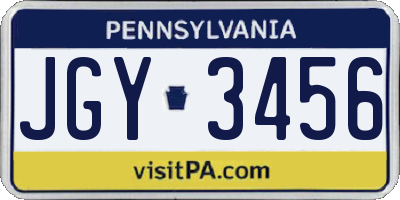 PA license plate JGY3456