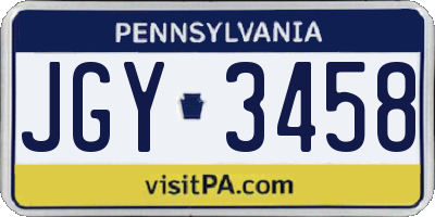 PA license plate JGY3458