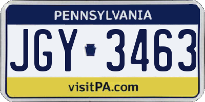 PA license plate JGY3463