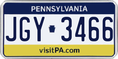 PA license plate JGY3466