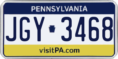 PA license plate JGY3468