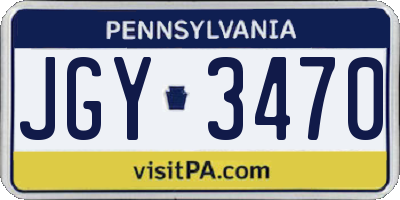 PA license plate JGY3470