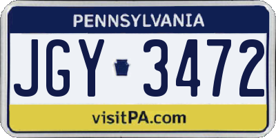 PA license plate JGY3472