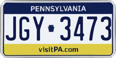 PA license plate JGY3473