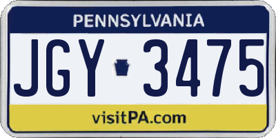 PA license plate JGY3475